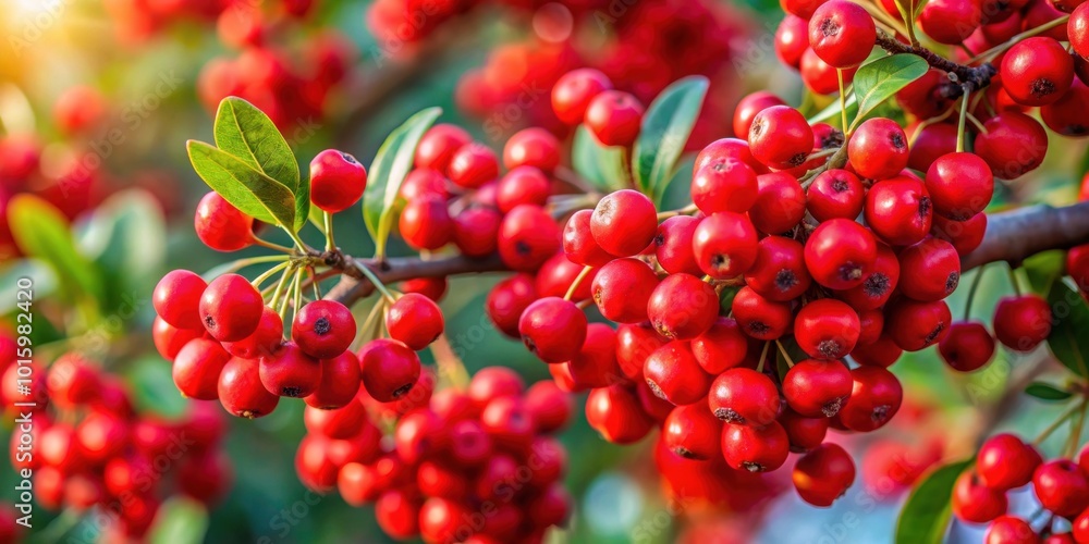 Close up of a tree with bright red berries , nature, close-up, outdoors, foliage, vibrant, colorful, autumn, seasonal, holly Close up of a tree with bright red berries , nature, close-up, outdoors, foliage, vibrant, colorful, autumn, seasonal, holly