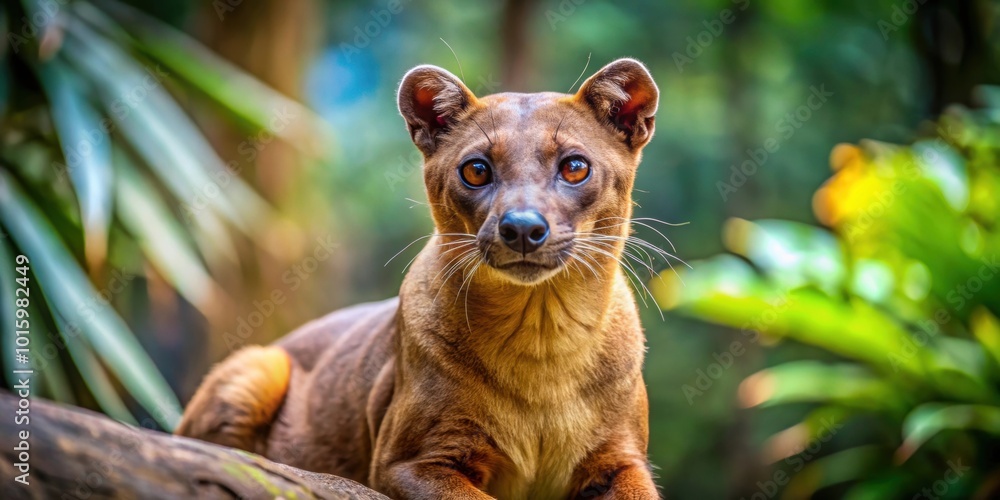 Majestic image of a Fossa in its natural habitat, Madagascar, predator, wildlife, carnivore, tree, tropical, endangered Majestic image of a Fossa in its natural habitat, Madagascar, predator, wildlife, carnivore, tree, tropical, endangered