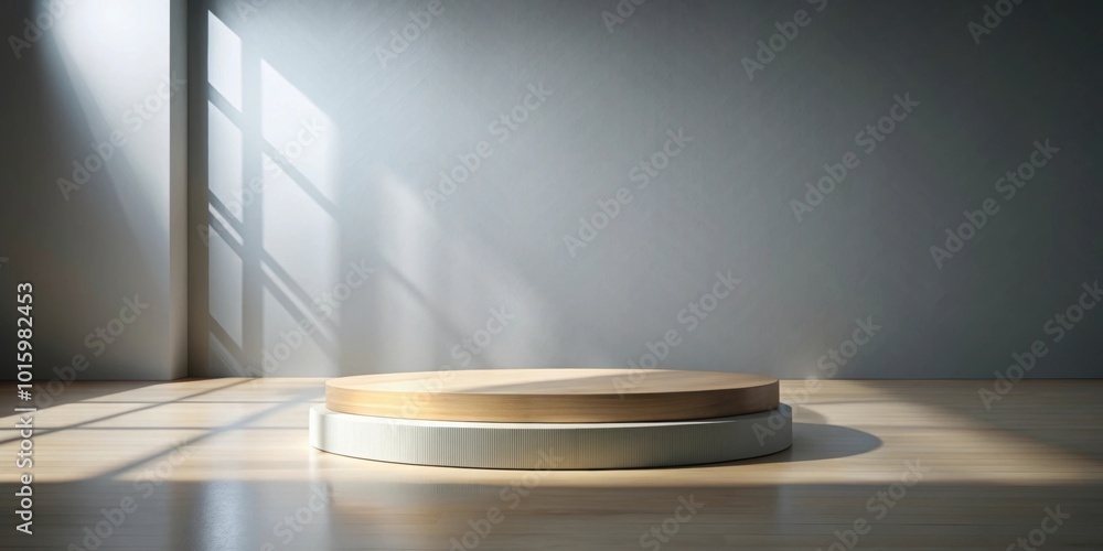 Obraz premium Empty room platform with minimalist background for product presentation and object display. rendering , empty