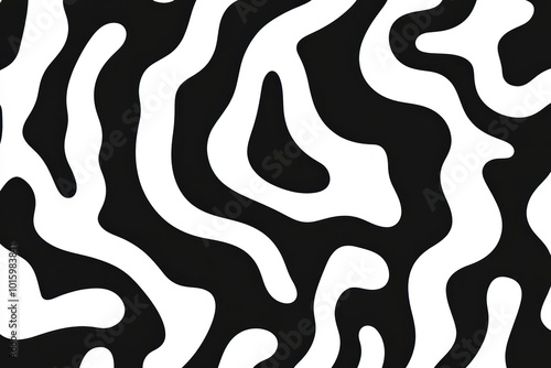 Abstract black white wavy pattern design