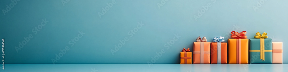 Obraz premium colorful gift boxes on a teal background