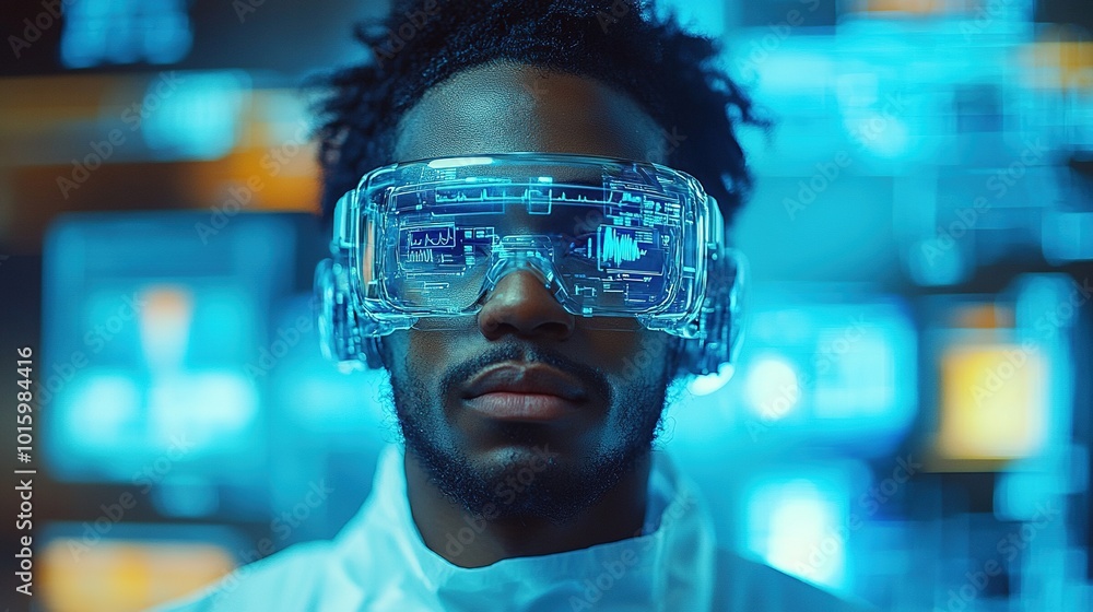 Man in Virtual Reality Glasses Man in Virtual Reality Glasses
