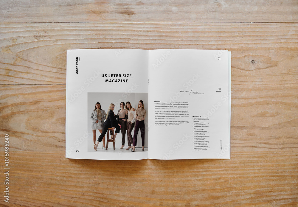 Mockup Of Us Letter Size Magazine With Customized Pages Stock Template ...