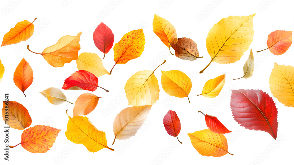 Obraz premium Falling Autumn Leaves White Background