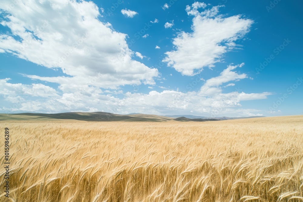 Expansive Wheat Field Under Bright Sky Expansive Wheat Field Under Bright Sky