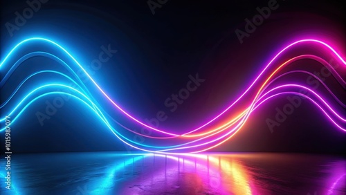 Glowing neon lines creating a modern and dynamic wallpaper over a black background, neon, render, modern, wallpaper