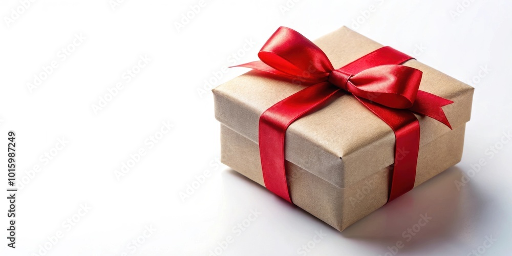 Gift box with a red ribbon on a white background, gift, present, surprise, box, ribbon, celebration, holiday Gift box with a red ribbon on a white background, gift, present, surprise, box, ribbon, celebration, holiday