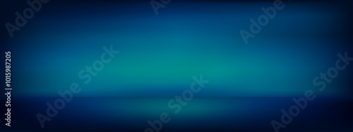 Bright blue solid studio gradient background. Simple interior mockup for product presentation. Vector illustration of stage backdrop.