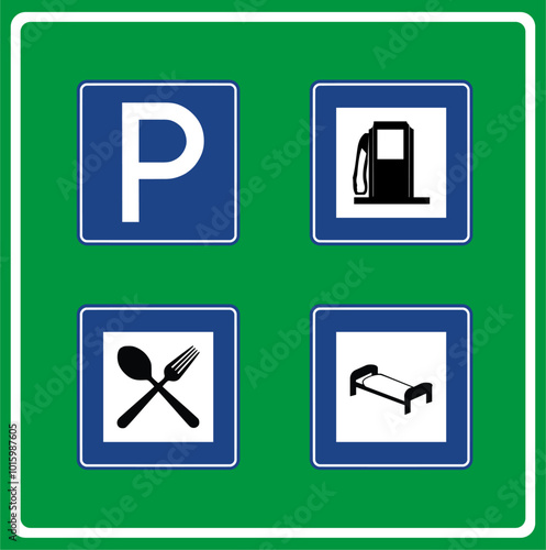 son 006.epsService area sign, Highway Signs, Highway Standard Traffic Signs Turkey (Turkish: Karayolları Standart Trafik İşaret Levhaları, Otoyol İşaretleri, Servis Alanı Levhaları)