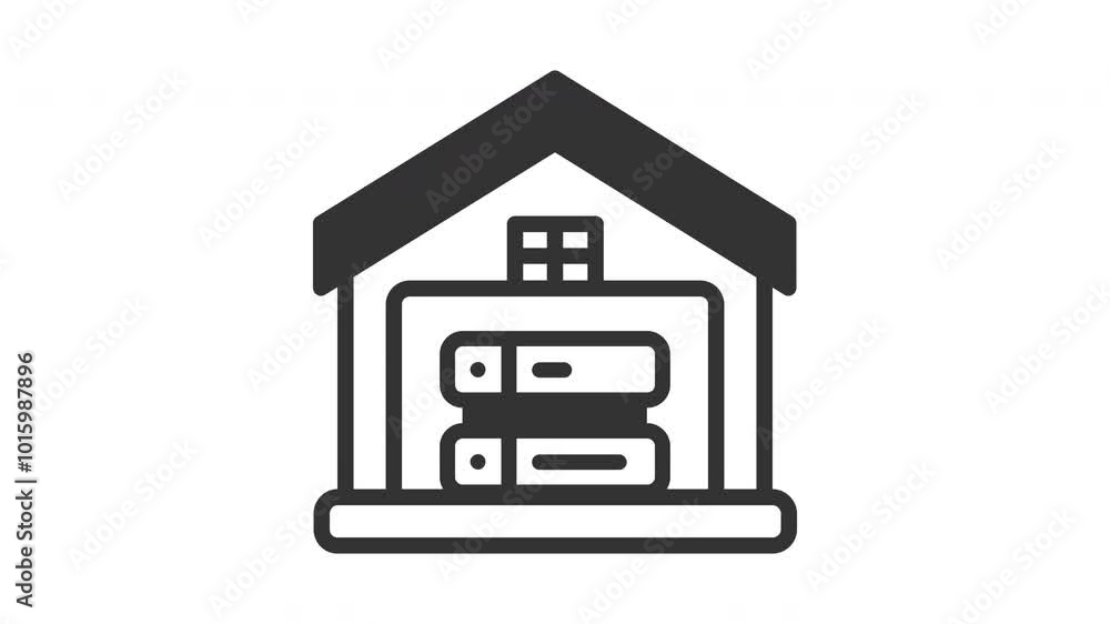 Animated on premise with illustration of a server connected and warehouse. Isolated useful for computer, network, technology, internet, server, database, connection and cloud computing design element Animated on premise with illustration of a server connected and warehouse. Isolated useful for computer, network, technology, internet, server, database, connection and cloud computing design element