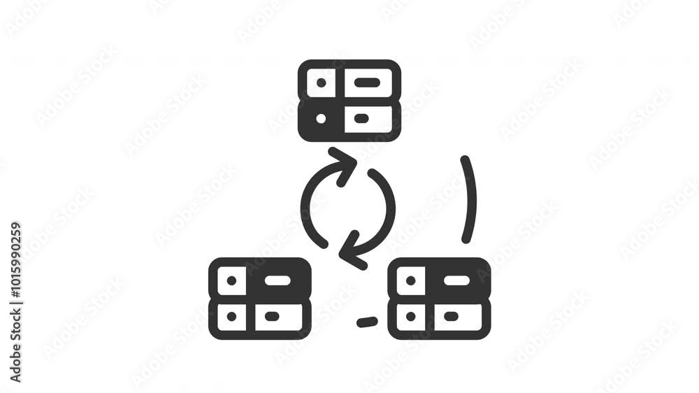 Animated network server with Illustration of server connected and arrow. Ideal for technology articles, website designs, computer, network, internet, database, and presentations on data management Animated network server with Illustration of server connected and arrow. Ideal for technology articles, website designs, computer, network, internet, database, and presentations on data management
