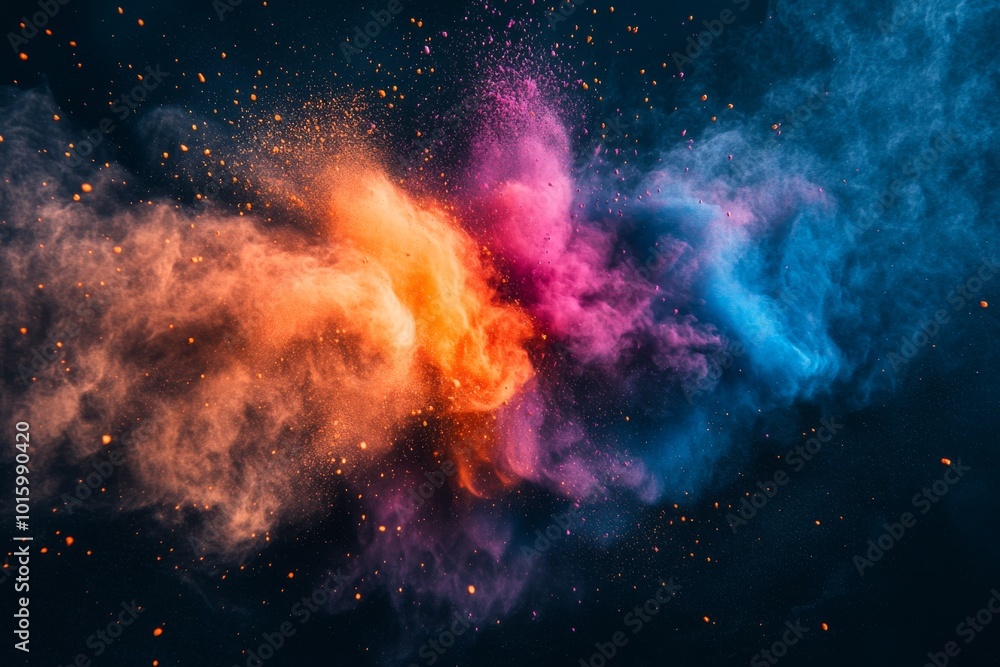 Colorful Powder Explosion on Black Background Colorful Powder Explosion on Black Background