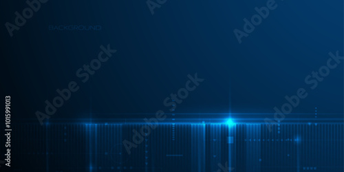 Vector abstract cyberspace and blue line pattern movement, graphic design over dark blue space background. Illustration futuristic connection, hi tech, energy digital technology concept for background