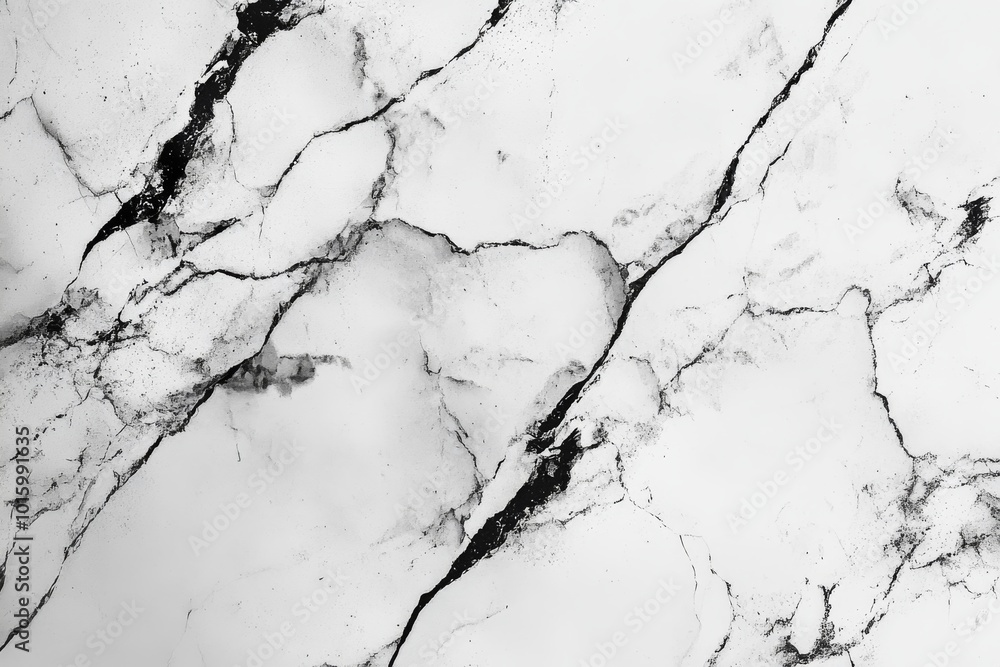 Obraz premium White Marble Texture with Black Veins and Cracks