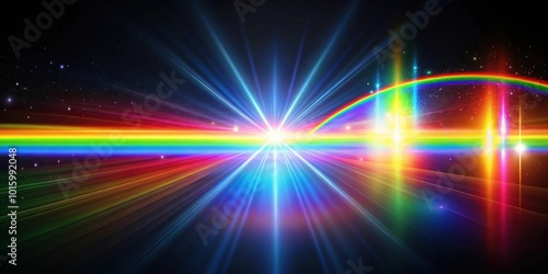 Ethereal rainbow flares prism light overlays on black background, rainbow, ethereal, flares, prism, light