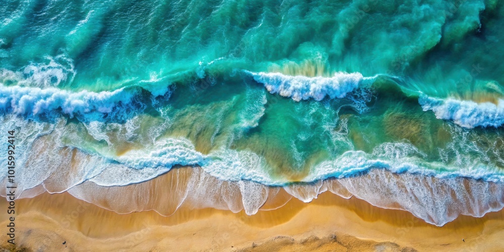 Aerial view of turquoise sea waves crashing on sandy coast, ocean, beach, waves, coast, water, aerial view, seashore, sea Aerial view of turquoise sea waves crashing on sandy coast, ocean, beach, waves, coast, water, aerial view, seashore, sea