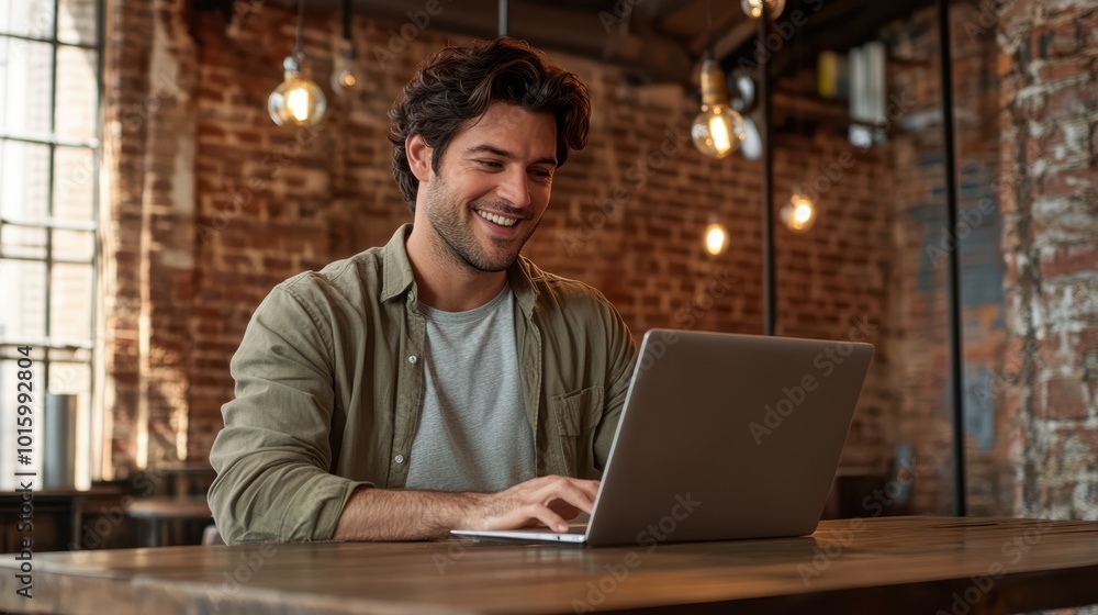 The Smiling Man with Laptop The Smiling Man with Laptop