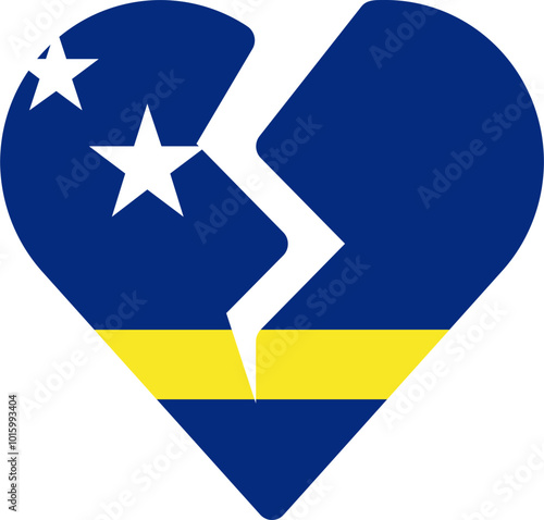 CURACAO Flag On Broken Heart Icon