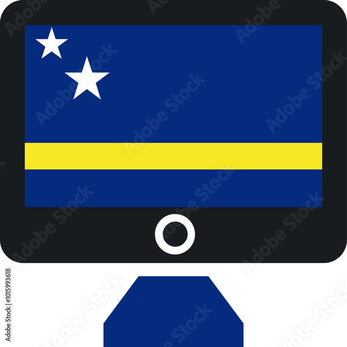 CURACAO Flag On Monitor