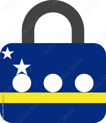 CURACAO Flag On Password Lock Icon