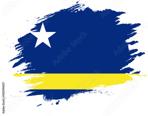 Grunge Brush On Flag Of CURACAO