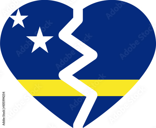 Broken Heart Icon of CURACAO Flag