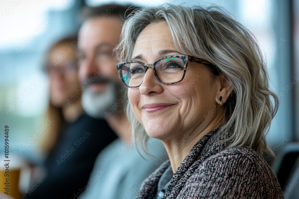 Group of coworkers giving a heartfelt speech at a retirement party. The retiree is smiling and listening to the kind words, Generative AI Group of coworkers giving a heartfelt speech at a retirement party. The retiree is smiling and listening to the kind words, Generative AI