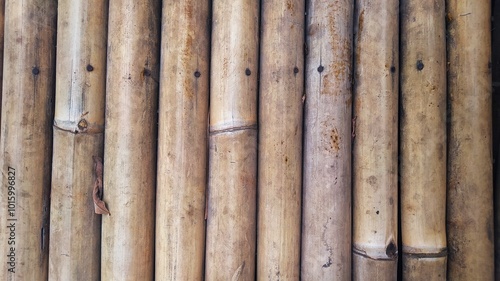 close-up of bamboo fence texture background arranged parallel to the same size