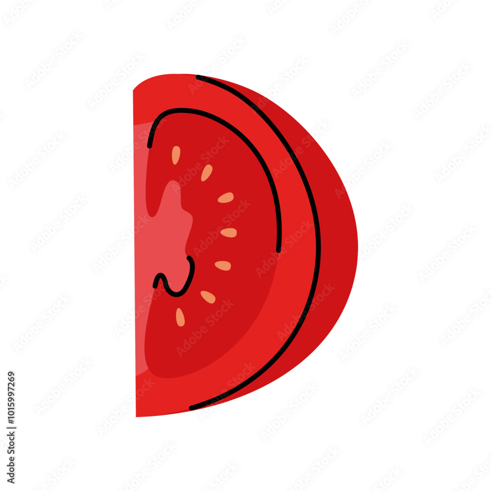 Hand drawn illustration of a red tomato slice, minimalist food design Hand drawn illustration of a red tomato slice, minimalist food design