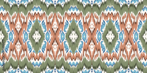 Ethnic ikat seamless pattern.beautiful pattern. folk embroidery,bohemian style,aztec geometric art print.ethnic ikat abstract art.Seamless fabric. Ikat design for fabric, carpet, wallpaper, clothing.