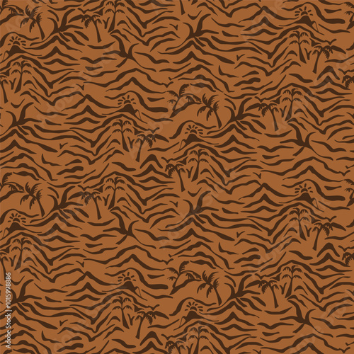 seamless animal print zebra skin pattern and hawaian tree