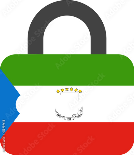 EQUATORIAL GUINEA Flag On Password Lock Icon