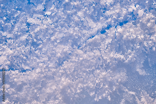 Background of winter ice and snow texture. Ice covered by frost naturl background photo