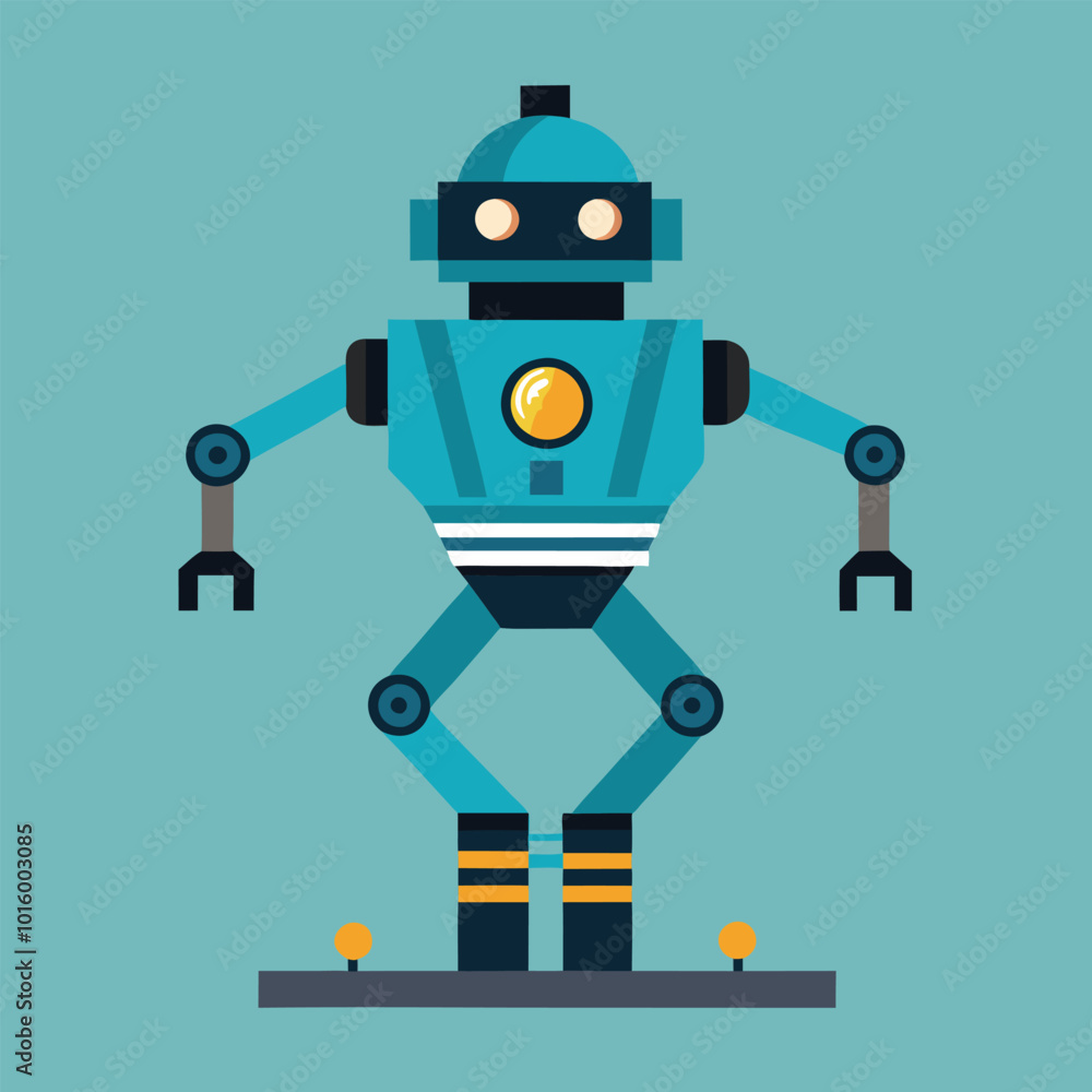 Futuristic Levitating Retro Robot Vector Illustration in Flat Style - Sci-Fi AI Technology Design Futuristic Levitating Retro Robot Vector Illustration in Flat Style - Sci-Fi AI Technology Design