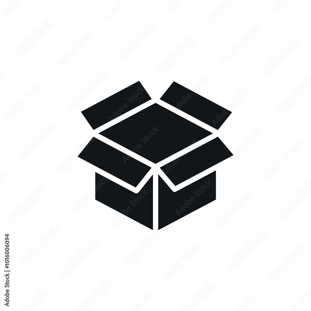 Open box simple glyph icon. Vector solid isolated black illustration. Open box simple glyph icon. Vector solid isolated black illustration.