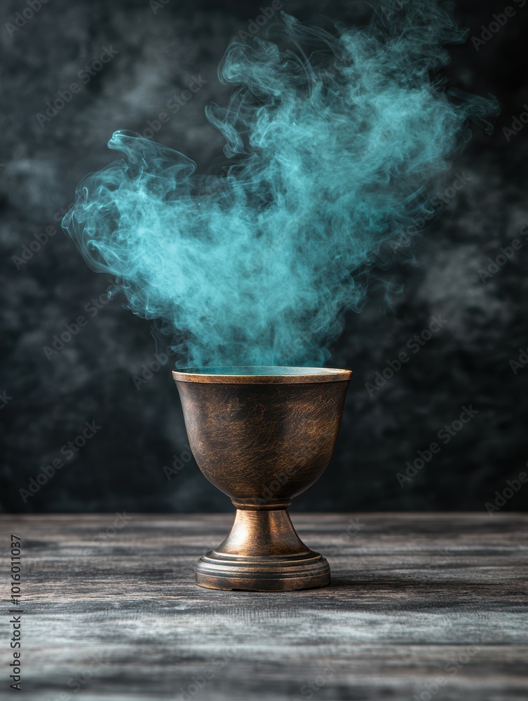 Steaming incense in a bronze chalice Steaming incense in a bronze chalice