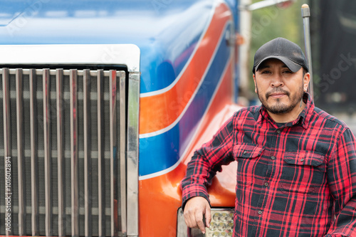 Portrait of truck driver outside the truck