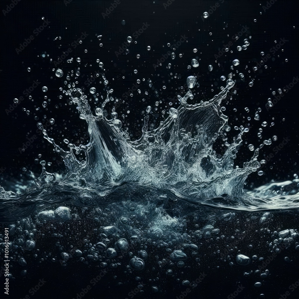 water splashing against a black background, generative ai water splashing against a black background, generative ai
