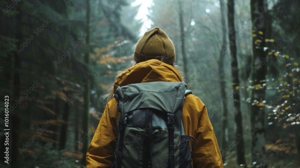 woman walking in forest woman walking in forest