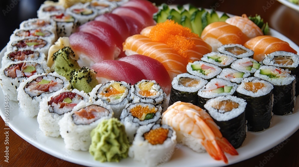 Assortment of Sushi Rolls and Sashimi Assortment of Sushi Rolls and Sashimi