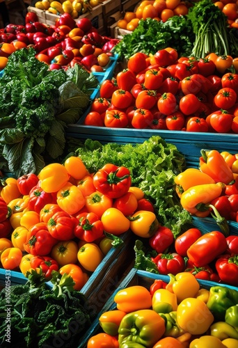 vibrant fresh produce displaying nutritional benefits bright lively diverse selection fruits vegetables, berries, blueberry, broccoli, carrot, citrus