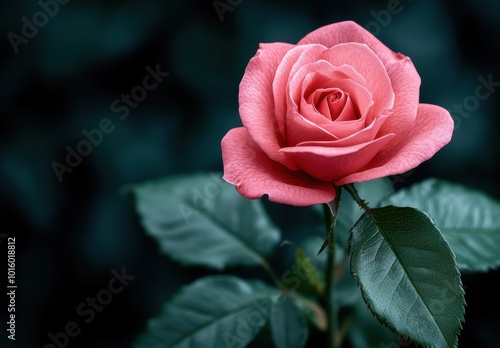 Vibrant pink rose in full bloom