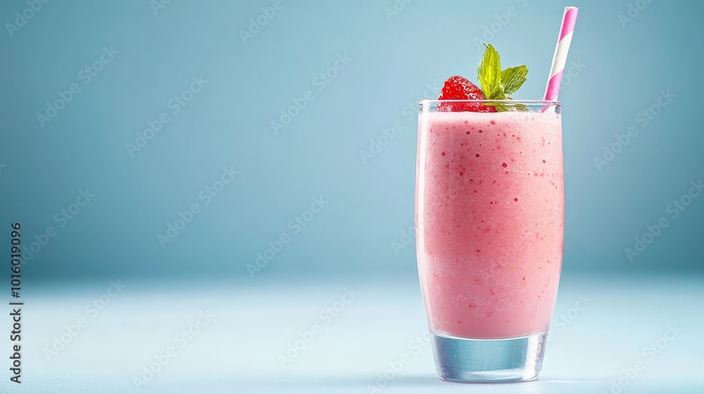 Strawberry Smoothie with Mint Garnish Strawberry Smoothie with Mint Garnish