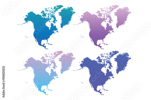 USA, Canada, Mexico border map. North America countries vector map.gradient color.