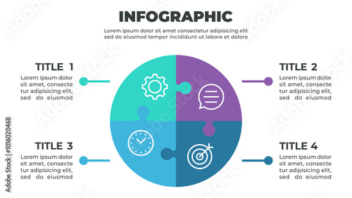 A colorful infographic illustrating a four-step process
