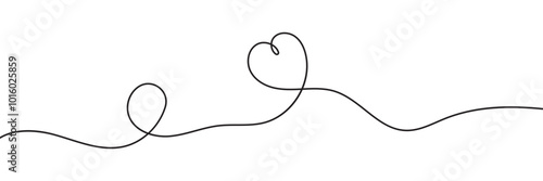 Heart single line art drawing. Continuous one lines heart vector drawing. Vector illustration. 