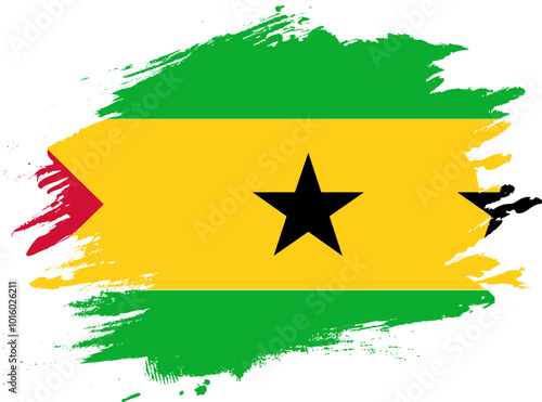 Grunge Brush On Flag Of SAO TOME & PRINCIPE