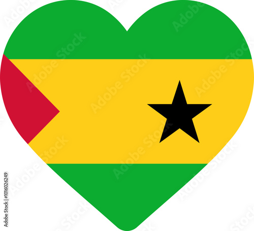 Heart Icon on SAO TOME & PRINCIPE Flag