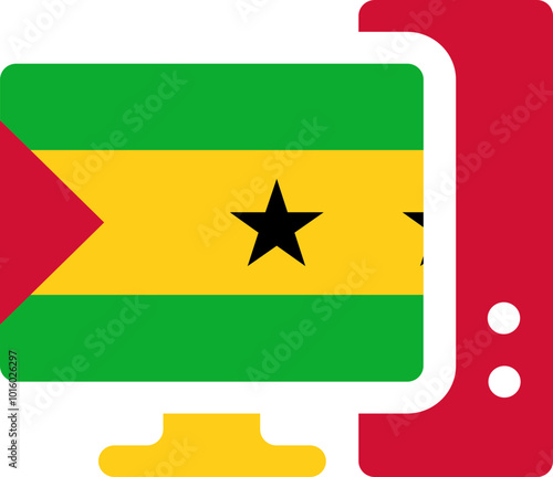 Monitor and CPU icon SAO TOME & PRINCIPE Flag