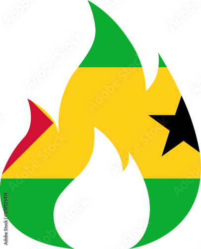 SAO TOME & PRINCIPE Flag In Fire
